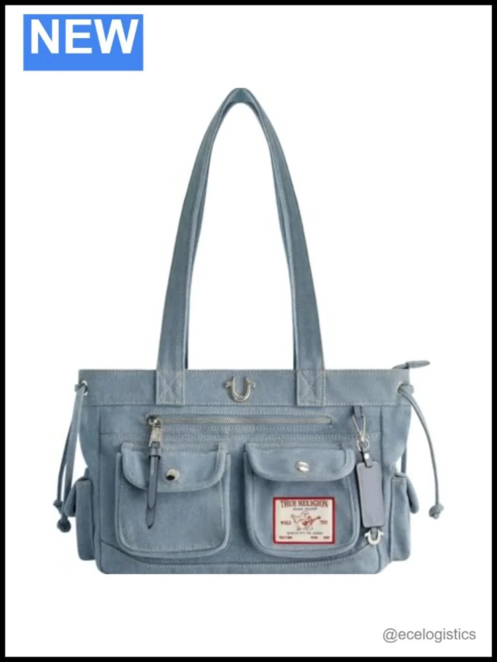 Faux Leather Multi-pocket Tote with Adjustable Strap
